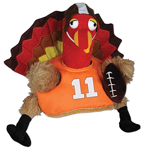 Beistle Thanksgiving Football Turkey Plush Hat, One Size