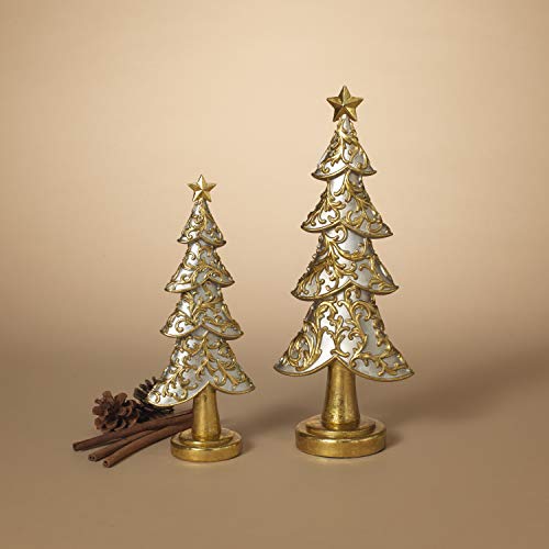Gerson 2601570 Set of 2 Resin Decorative Trees 16.3" H
