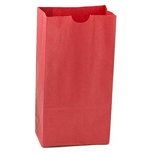 Hygloss Products Red Paper Bags  For Party Favors, Arts, Crafts 3 x 5 x 9.75 Inch, 100 Pack