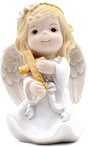 Comfy Hour Praying Girl Communion Collection Resin Girl Angel and Cross Figurine Keepsake My First Communion