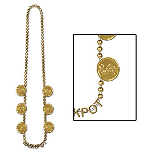 Beistle Jackpot Gold Beaded Necklace, One Size