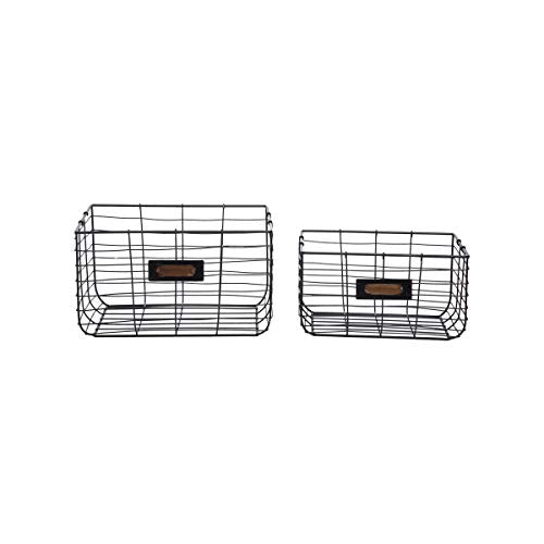 Foreside Home & Garden Black Wire Baskets, Set of 2