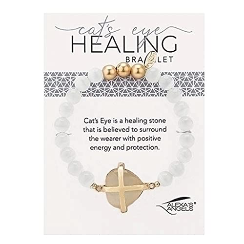 Roman 223483 White Cat's Eye Bracelet, 7-inch Length, Zinc Alloy