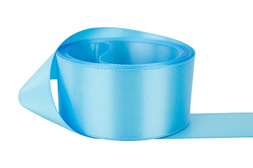 Ribbon Bazaar Double Faced Satin Ribbon - Premium Gloss Finish - 100% Polyester Ribbon for Gift Wrapping, Crafts, Scrapbooking, Hair Bow, Decorating & More - 5/8 inch Copen Blue 50 Yards
