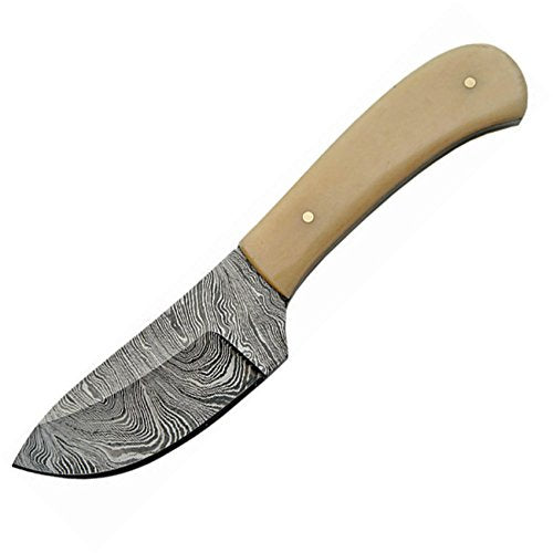 SZCO Supplies DM-1080BO Damascus Bone Handle Skinning Knife