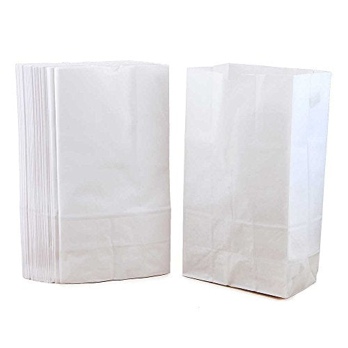 Hygloss White Paper Bags Gusseted Flat Bottom Kraft Lunch Party Favors, Puppets, Crafts & More-Large 6