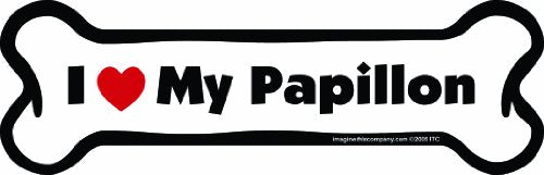 Imagine This Company Bone Car Magnet, I Love My Papillon, 2-Inch by 7-Inch