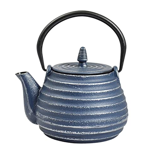 Frieling Teapot Cast Iron T√®bi√© Classic Blue/Silver 0.8 Litres with Stainless Steel Strainer Japanese Style Handmade&