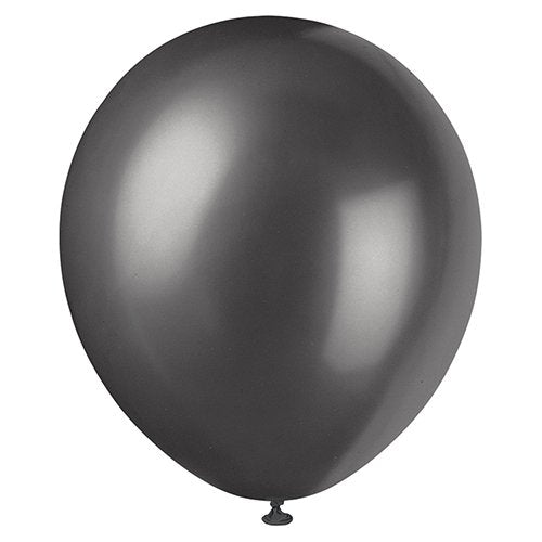 Unique Industries 12" Latex Pearlized Black Balloons, 8ct