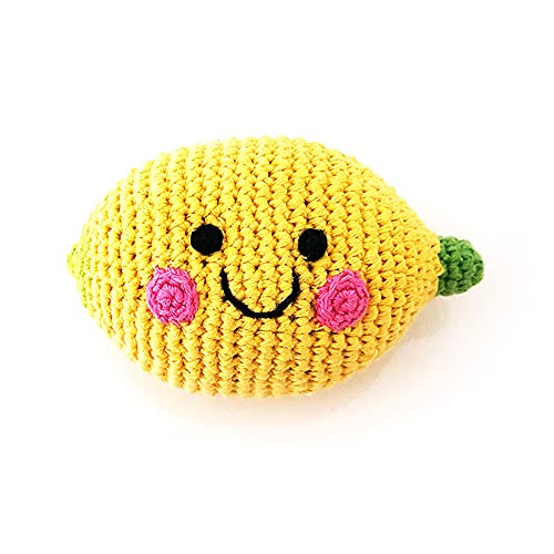 Pebble Fair Trade Handmade Crochet Cotton Friendly Lemon Baby Rattle