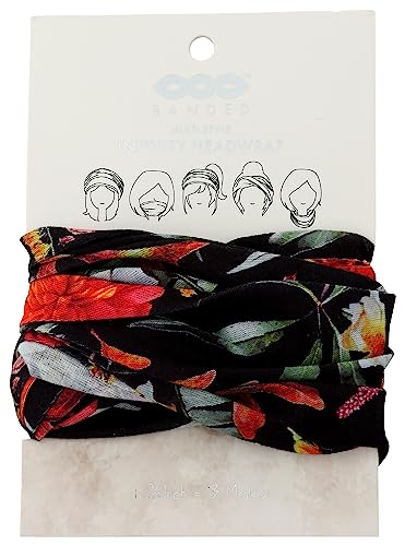 Banded Black and Floral Infinity Headwrap, 1 EA
