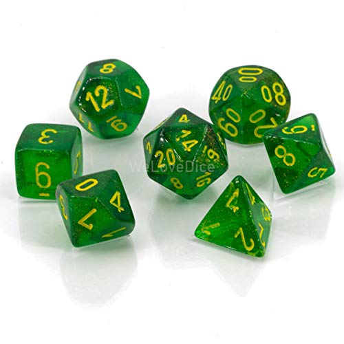 Chessex Dice Borealis: 7Pc Maple Green/Yellow