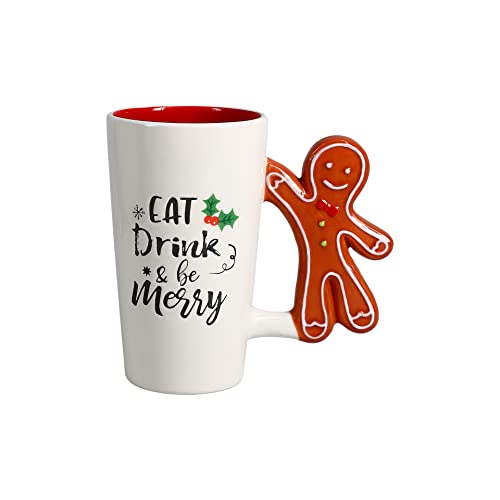 Pavilion ‚Äì Be Merry ‚Äì 17.5 Oz Coffee Cup Mug With Unique, Gingerbread-Shaped Handle
