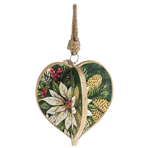 Ganz MX171151 Poinsettia Heart Ornament, 7-inch Height, Multicolor