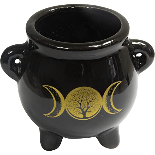 Kheops International Ceramic Mini Cauldron - Triple Moon with Tree of Life