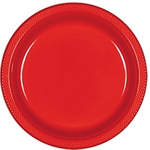 Amscan Apple Red Round Plastic Plates, 20 Ct. | Party Tableware