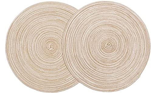 Comfy Hour Round Table Mats Set of 4, 15" Diameter, House Warming, Beige