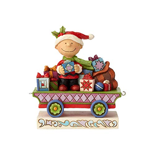 Enesco Peanuts by Jim Shore Charlie Brown Christmas Train Figurine, 4.72", Multicolor