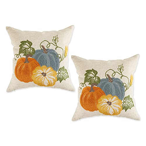 DII Design Throw Pillow Cover Collection Decorative Square, 18x18, Harvest Pumpkin, 2 Piece