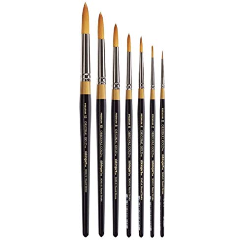 KINGART Original Gold 9040 Series, Golden Taklon Round Stroke 7 Pc. Set