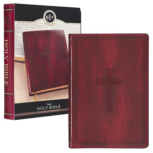 KJV Holy Bible, Thinline Large Print Faux Leather Red Letter Edition - Thumb Index & Ribbon Marker, King James Version, Burgundy