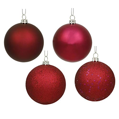 Vickerman 3" Wine 4-Finish Ball Ornament Assortment, 16 per Box