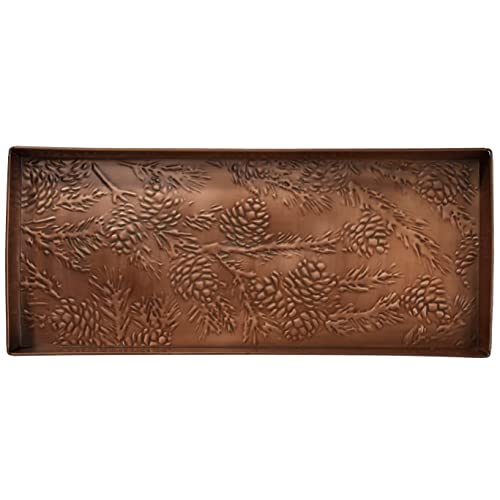 Larry Traverso Pine Branch Pattern Metal Boot Tray, 30 x 13 inches, Antique Copper