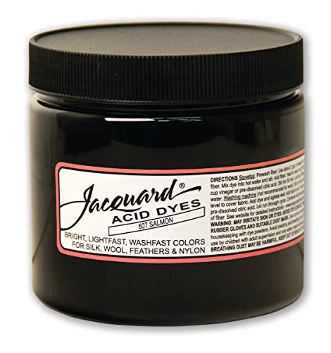 Jacquard Acid Dye for Wool, Silk and Other Protein Fibers, 8 Ounce Jar, Concentrated Powder, Salmon 607