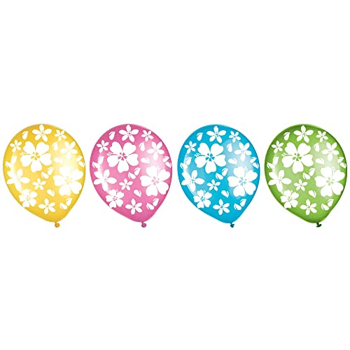 Amscan Hibiscus Party Latex Balloons, 12", 15 Ct., Multi Color