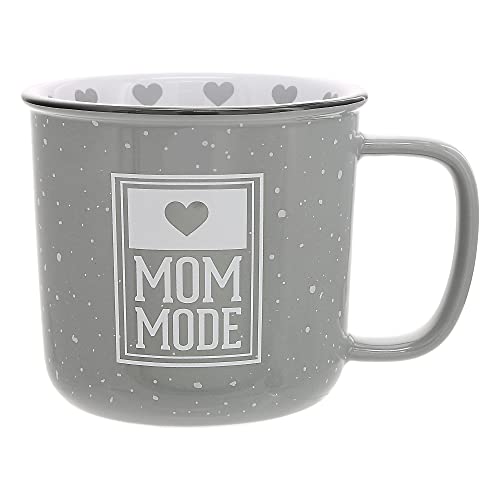 Pavilion - Mom Mode 18-ounce Ceramic Mug, Campfire Mug, Gray with Speckled Finish, Durable Thick Walled Camping Style Coffee Cup, Mothers Day Gift, 1 Count