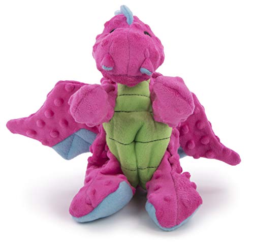 Worldwise goDog Dragon With Chew Guard Technology Tough Plush Dog Toy, Pink, Large