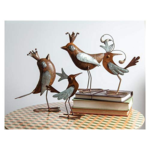 Manual IMFBMB Happy Tweet Metal Bird Statue, Set of 4