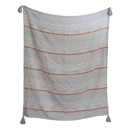 Foreside Home & Garden Hand Woven Gray Cotton Throw Blanket