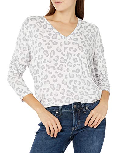 Mud Pie Snow Leopard Erin T-Shirt Gray, Small