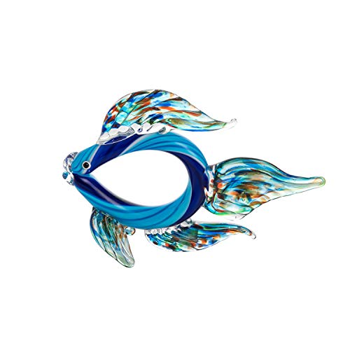 Beachcombers 7 inches Glass Blue Contemporary Fish Figure