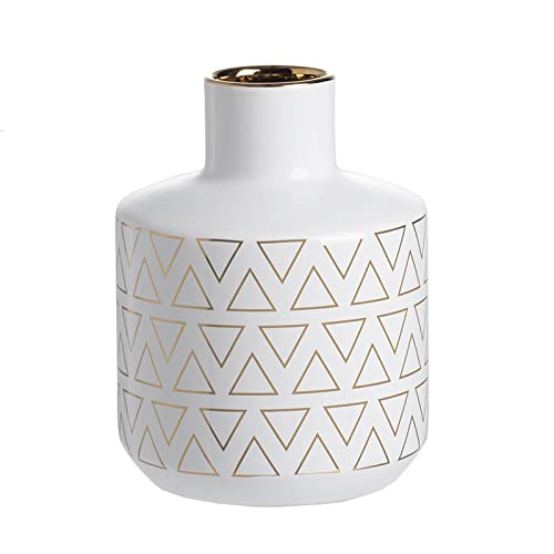 A&B Home 8" Vase - Gloss White, Gold
