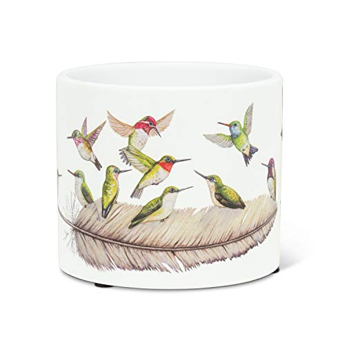 Abbott Collection  27-PL-WR-02-SM Small Hummingbirds Planter, 4.5 inches D, White