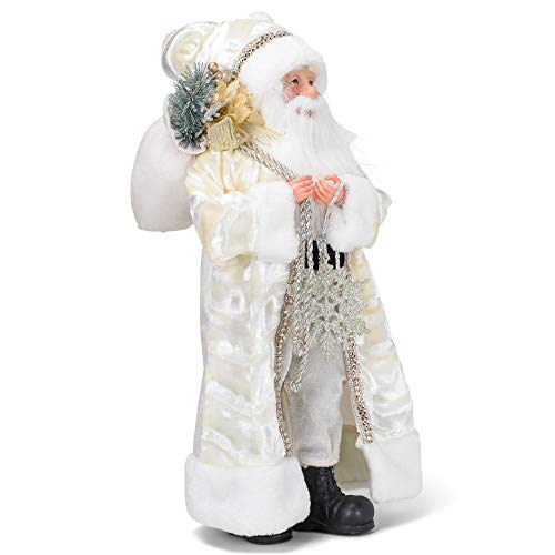 Roman 133122 Ivory Santa with Ivory Fur Figurine, 18 inch, Multicolor