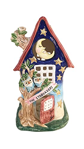 Blue Sky Clayworks Ceramic Stargezers Owl Candle House