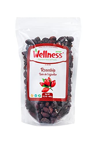Wellness Premium Natural Foods Organic Whole Dried Rosehips|17.28 OZ 490 Gram | Cut & Sifted | For for Gourmet Cooking, Healing and Brewing Recipes