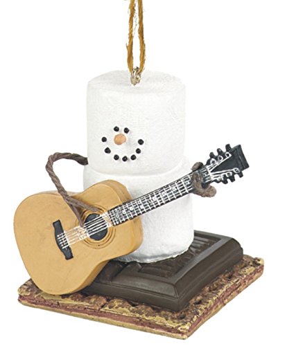 Ganz Snowman Ornament - Marshmallow Snow Man Playing Guitar On S&