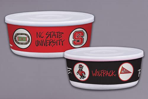 Magnolia Lane NC State University Wolfpack Football Bowl Container with Lid, Set of 2, Kitchen Accessories