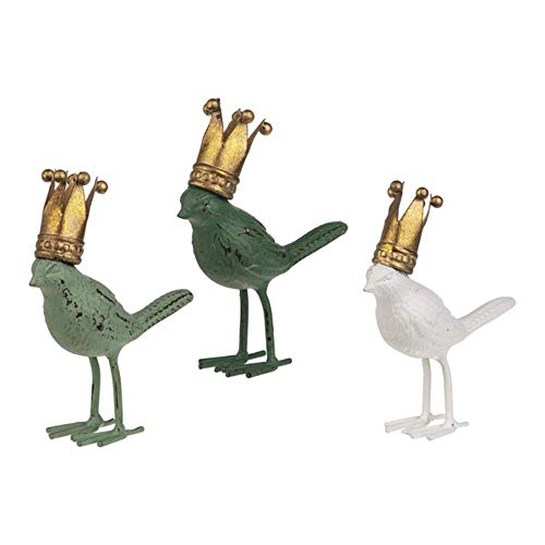 Ganz CX176255 Holiday Bird with Crown Set of 3, 5.25 Inches Height, Multicolor