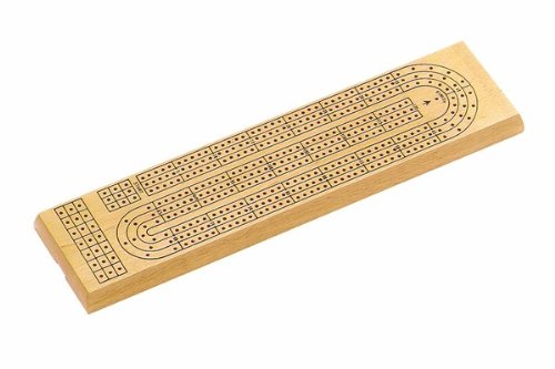 CHH 2425 15" 3 Track Wooden Cribbage Board & 9 Plastic Pegs, Natural