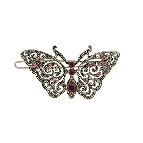 1928 Jewelry Women's Blue Butterfly Crystal Filigree Tige Boule Hair Barrette
