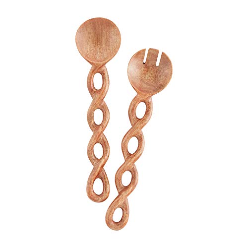 Mud Pie WOOD SERVING SET, 12", Brown