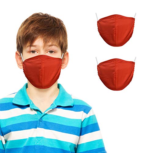 Primeware Protective Reusable Kids Face Mask 2 Layers Cloth Mask (Pack of 2) (Red)