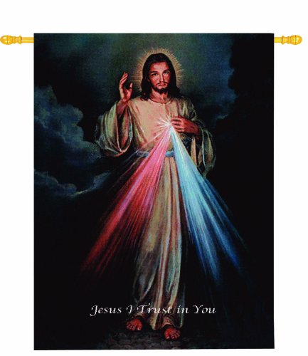 Manual Inspirational Collection Wall Hanging and Finial Rod, The Divine Mercy, 26 X 36-Inch