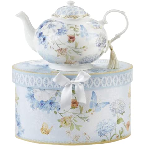Delton Porcelain Blue Butterfly Tea Pot