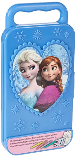 Amscan Fun Filled Disney Frozen Sticker Activity Kit with Plastic Carrying Case (28 Piece), 4" x 8", Blue